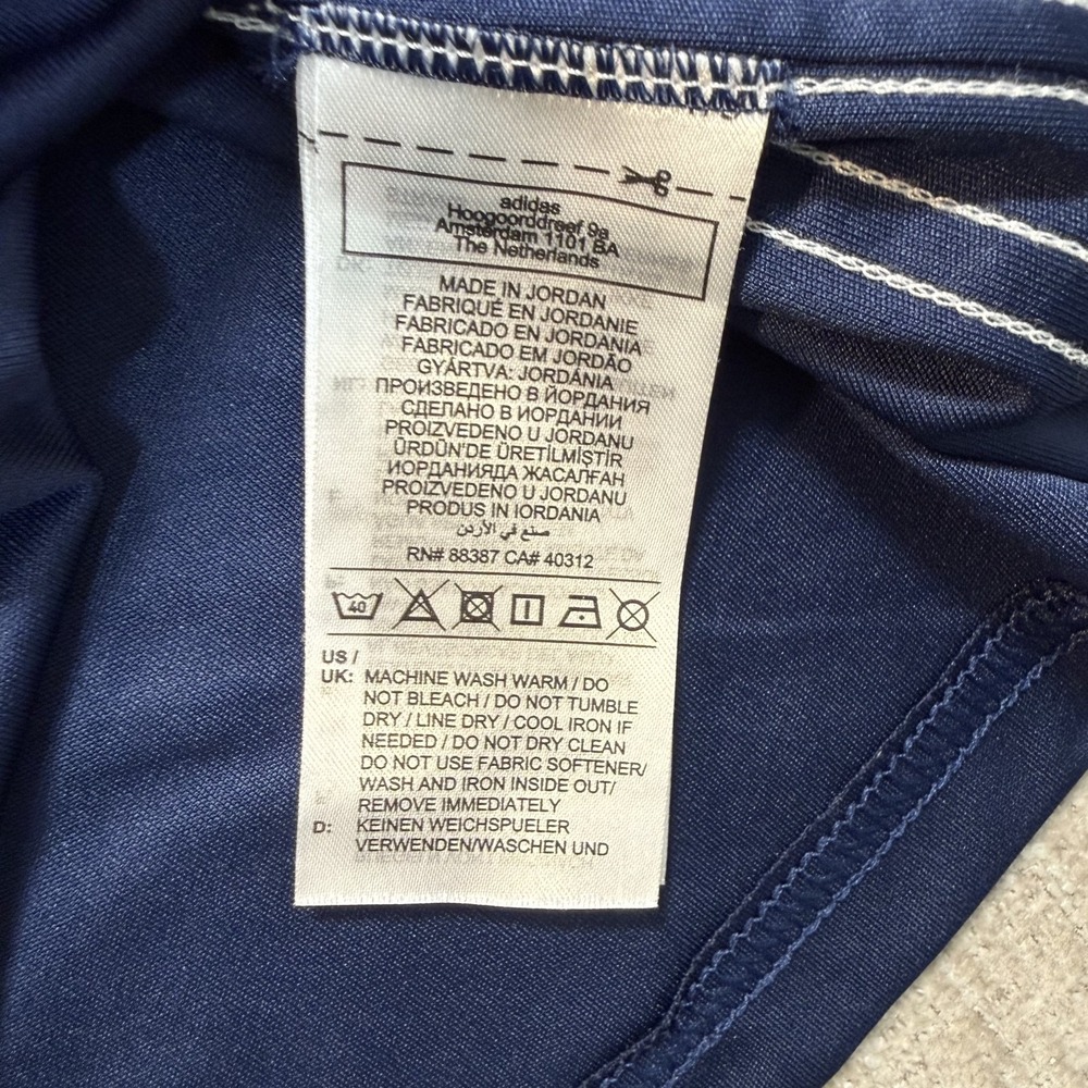 Adidas Aeroready T-Shirt Mens 2XL Navy Slim Fit 3 Stripes Training Soccer Tee - Picture 8 of 9